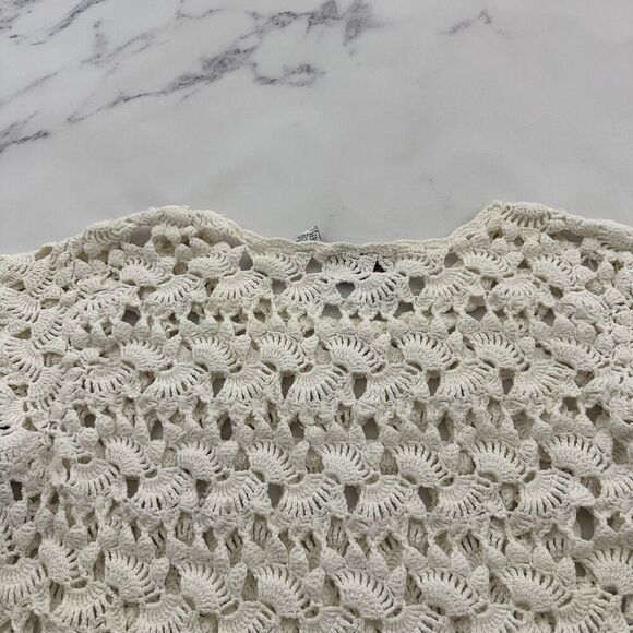 Extra Touch International Womens Vintage 90s Crochet Sweater One Size White Open - Picture 9 of 13